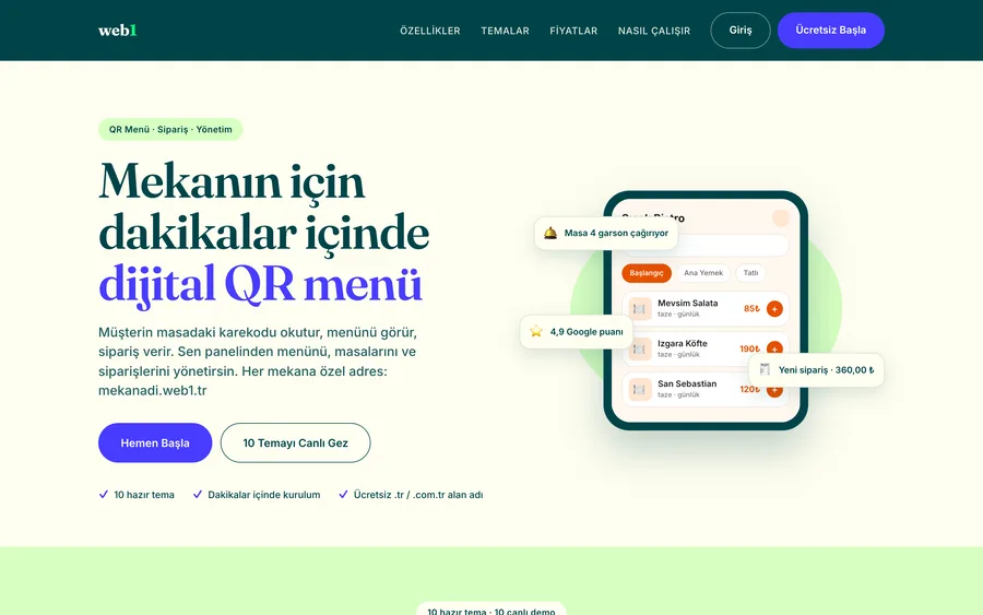 QR menü platformu